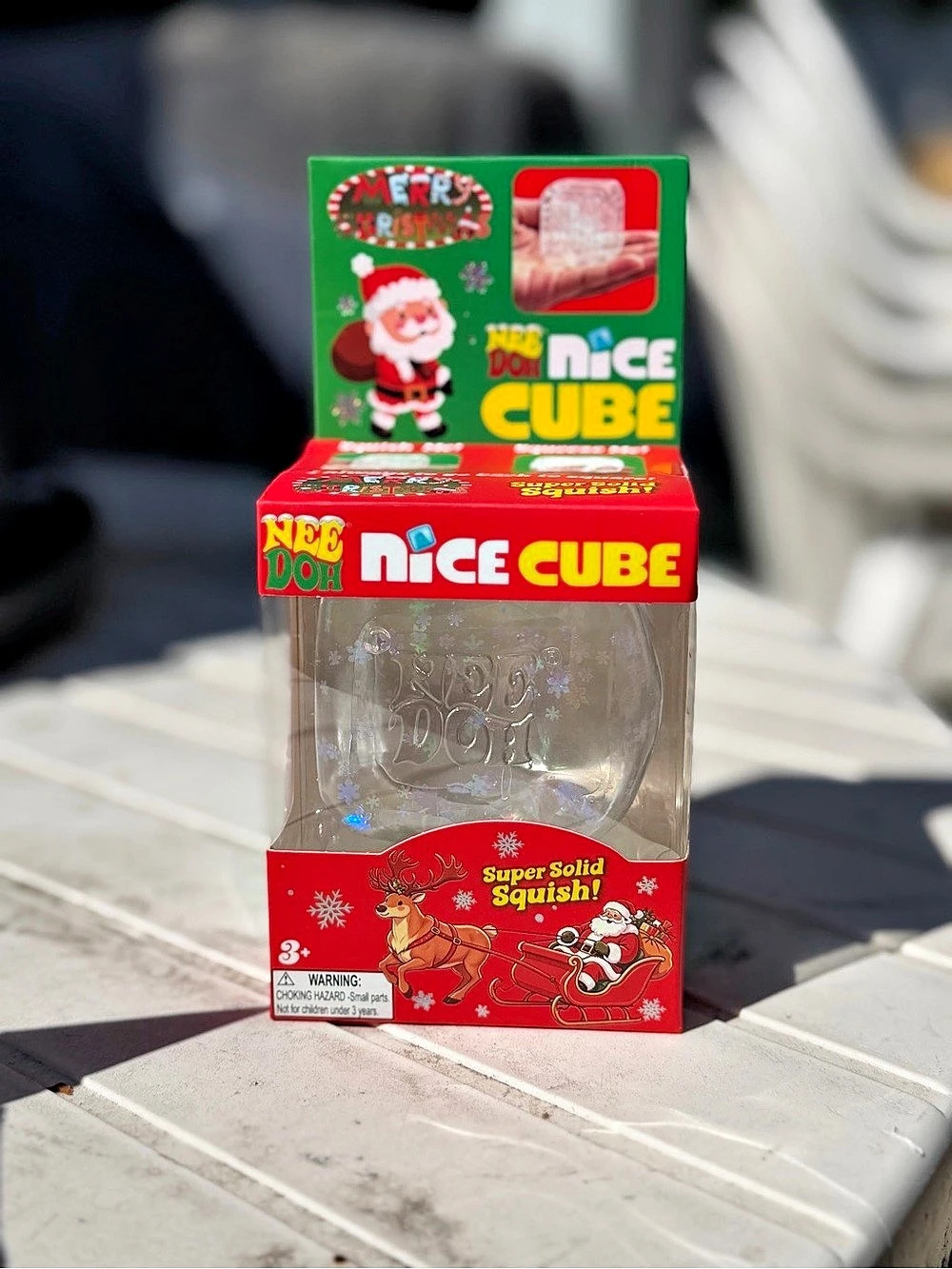 NeeDoh Nice Cube with Snowflakes Super Solid Squish! Cube NWT Christmas Holiday